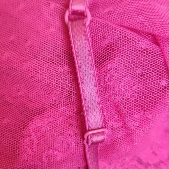 Y2K Barbie Pink Dotted Swiss Mesh & Lace Detail Sheer Cami/Slip Dress-Jezabell-S - Picture 9 of 12